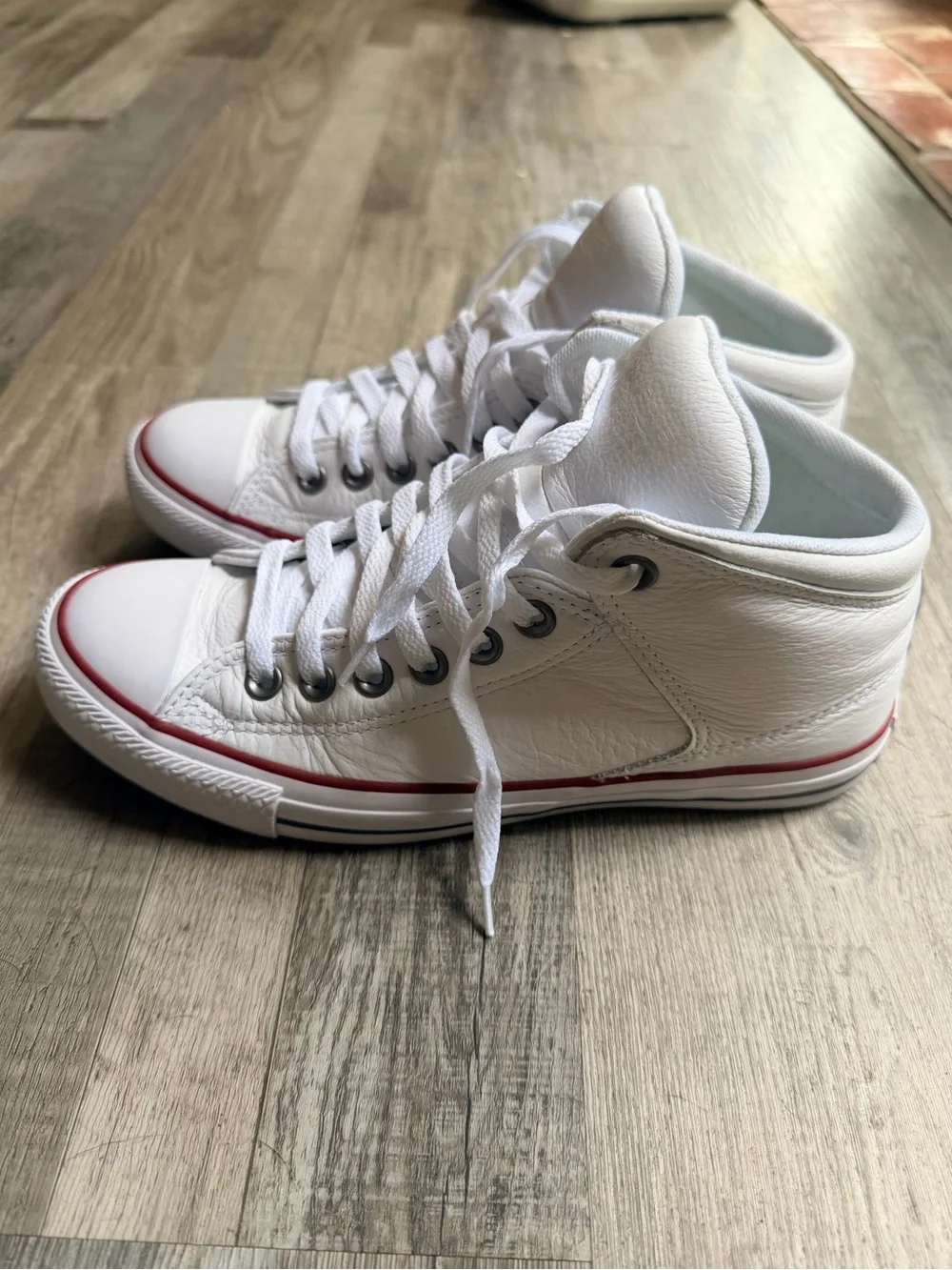 Converse All-Star White Leather High-Top Chuck Taylor Sneakers